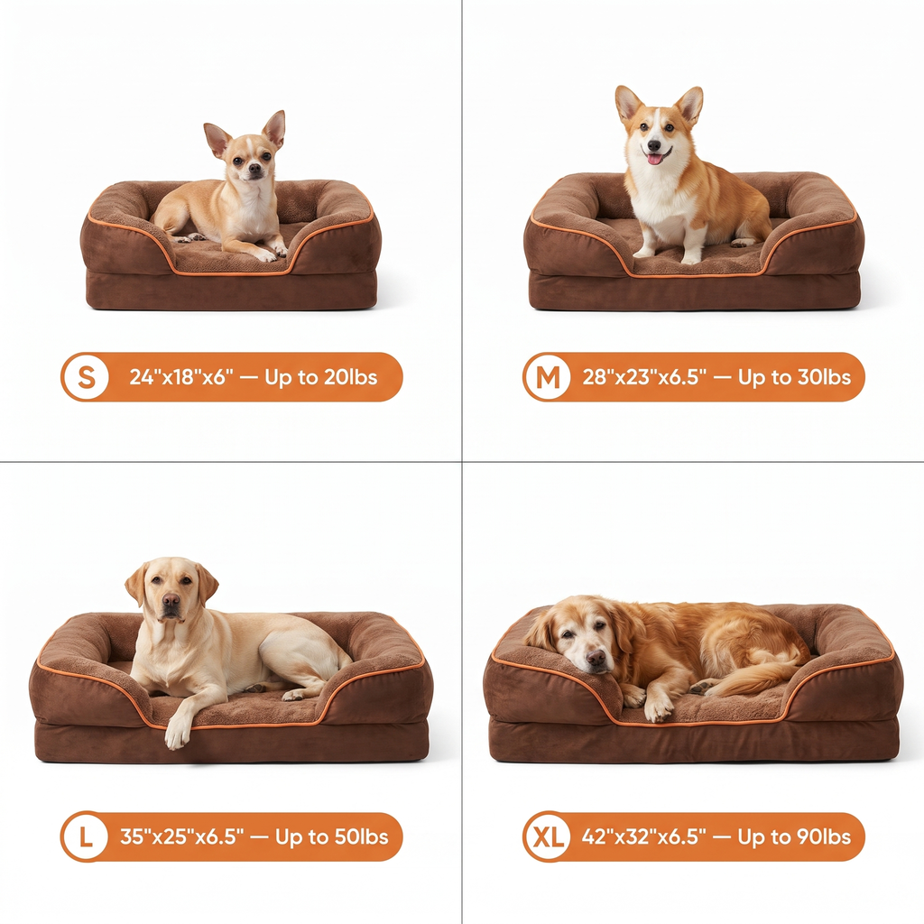 Orthopedic Memory Foam Dog Bed — Bolster Support Bed