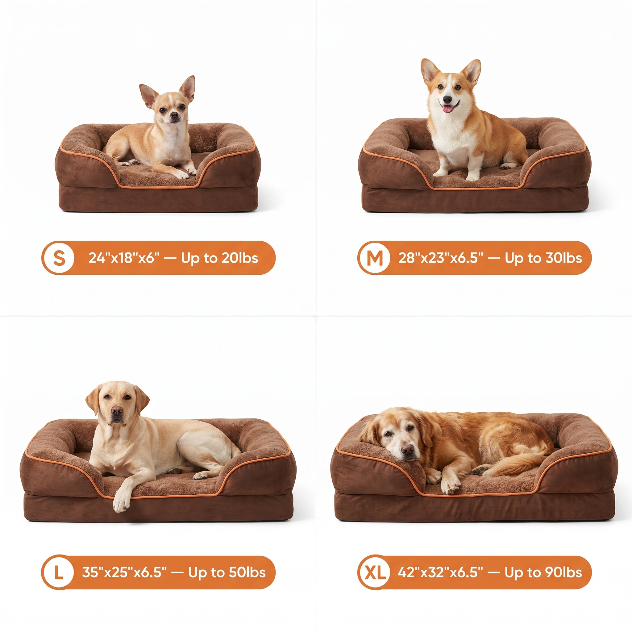 Orthopedic Memory Foam Dog Bed — Bolster Support Bed