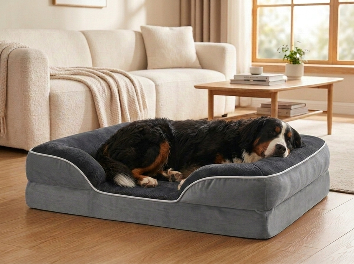 Orthopedic Memory Foam Dog Bed — Bolster Support Bed