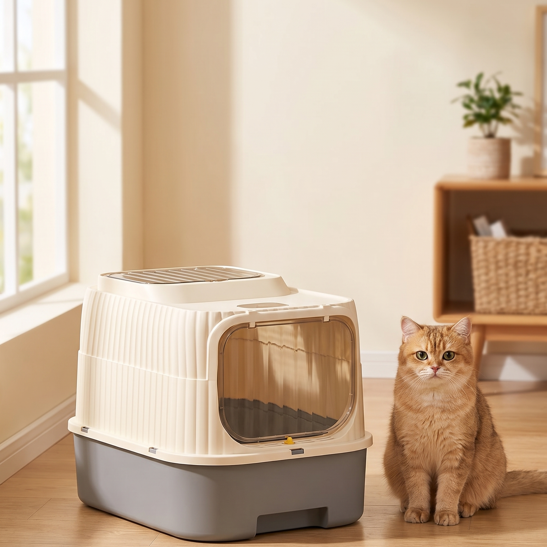 Hooded Cat Litter Box — Privacy Design with Odor Control