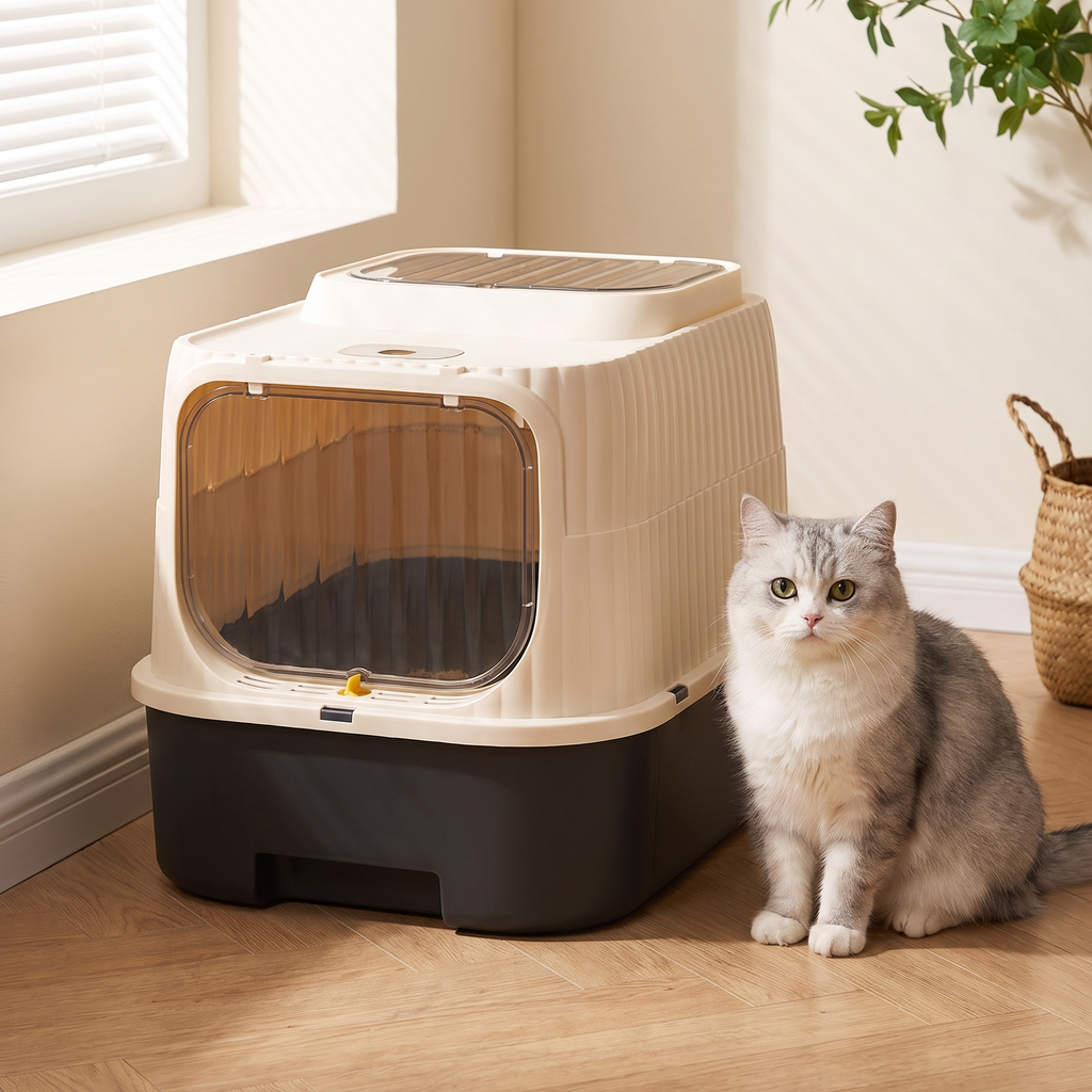 Hooded Cat Litter Box — Privacy Design with Odor Control