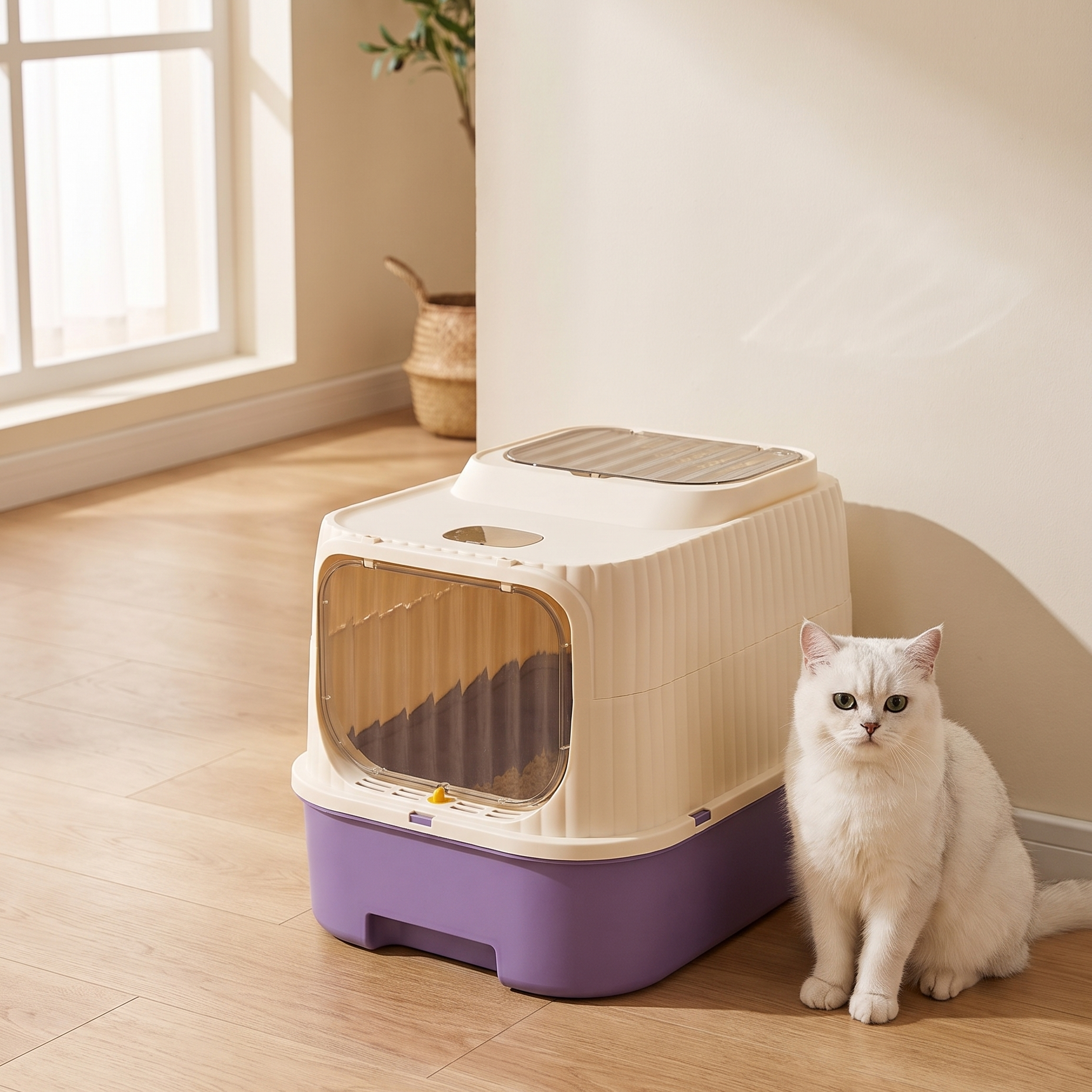 Hooded Cat Litter Box — Privacy Design with Odor Control