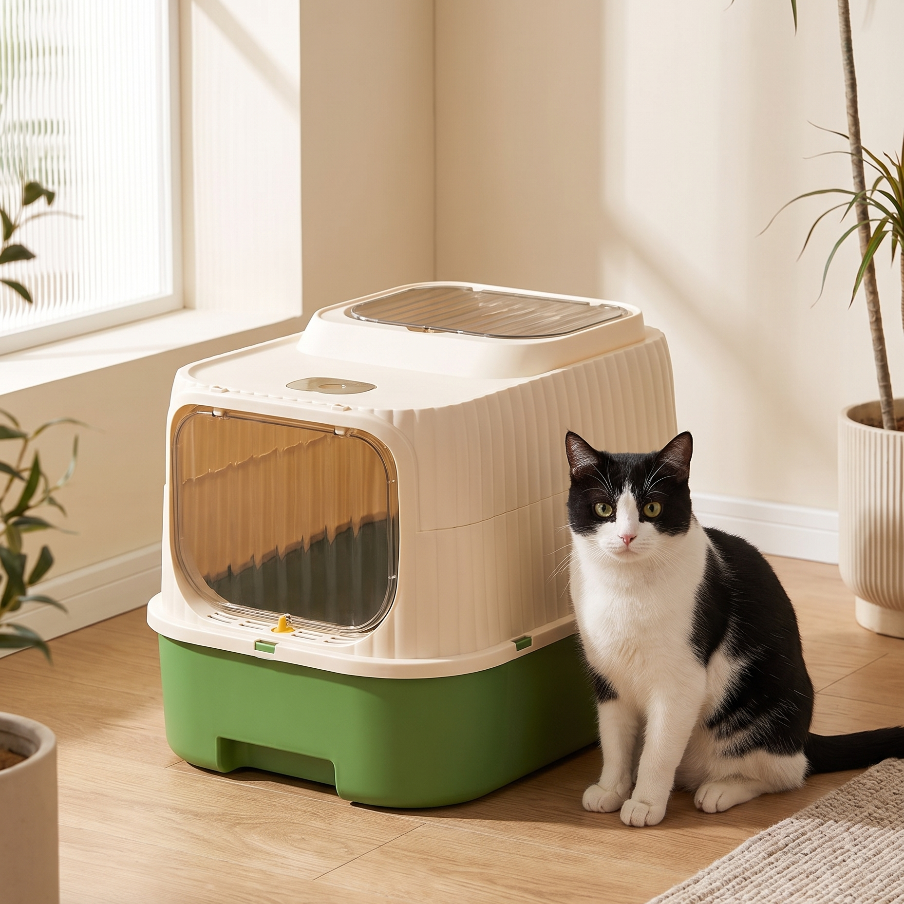 Hooded Cat Litter Box — Privacy Design with Odor Control