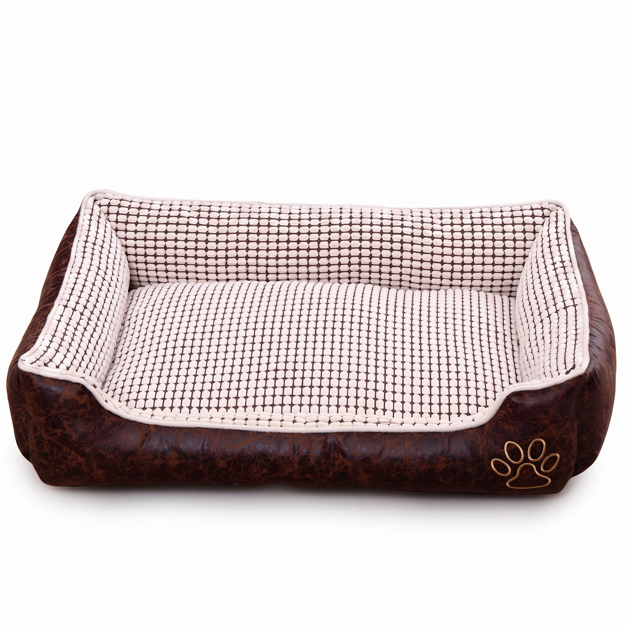 Cozy Bolster Pet Bed — Suede & Waffle-Knit Sofa Bed for Dogs & Cats