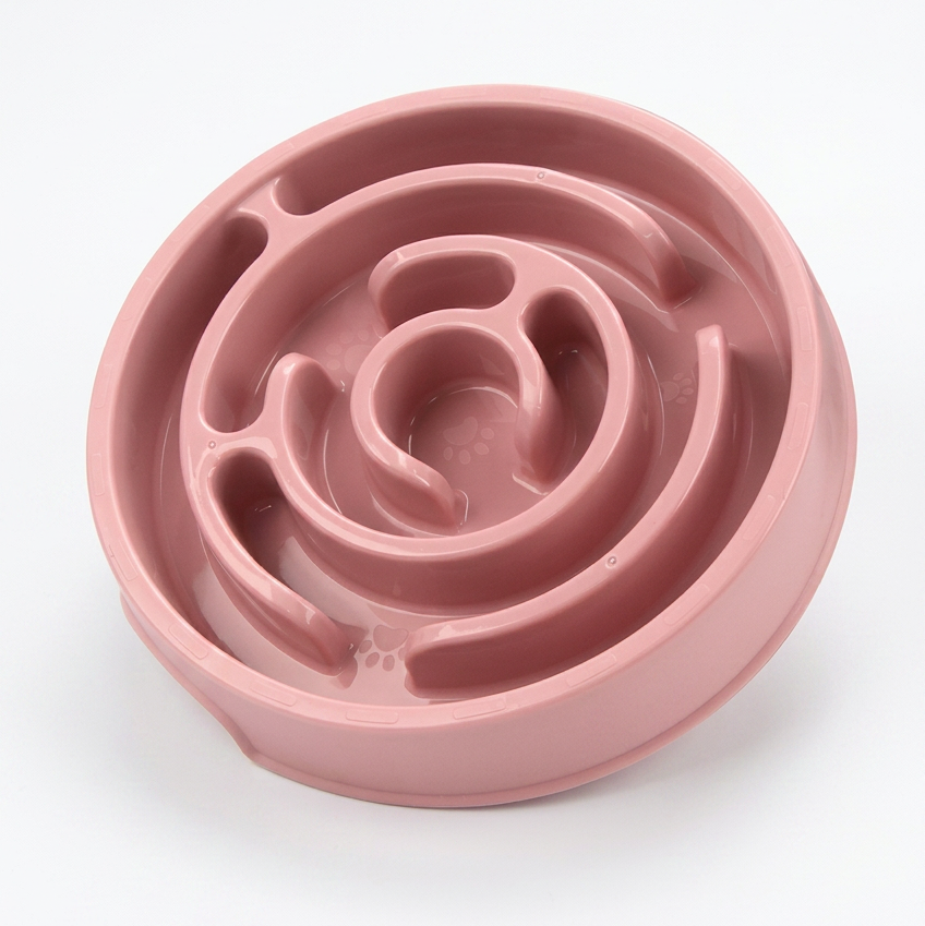 Silicone slow feeder maze bowl on white background