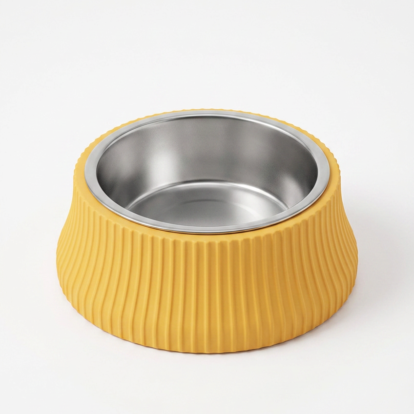 Ribbed Pet Bowl — Stainless Steel Inserts