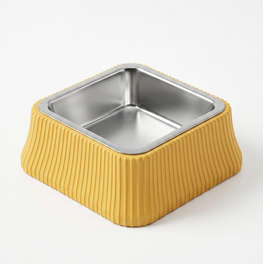 Ribbed Pet Bowl — Stainless Steel Inserts