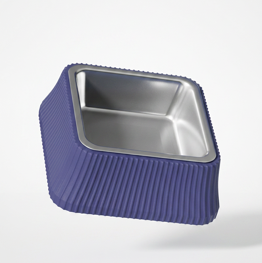 Ribbed Pet Bowl — Stainless Steel Inserts
