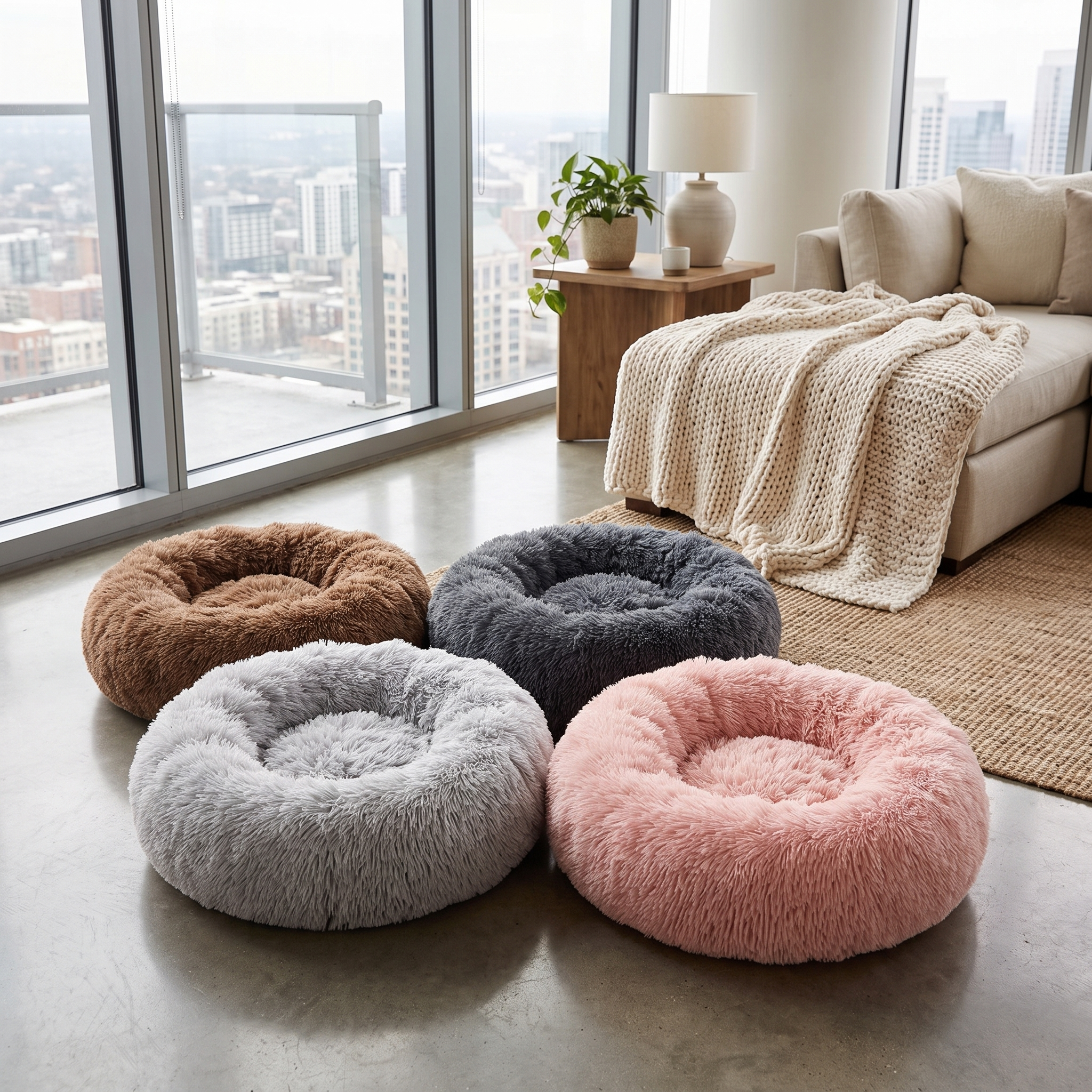 Plush Donut Cuddler Bed — Round Fluffy Pet Bed