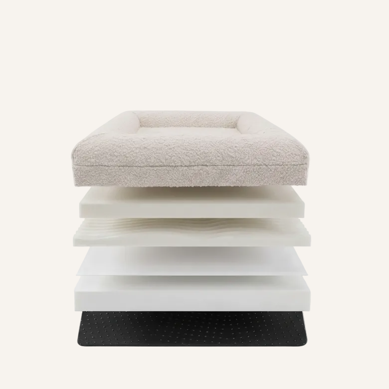 Bouclé Memory Foam Dog Bed — Waterproof, Washable Cover