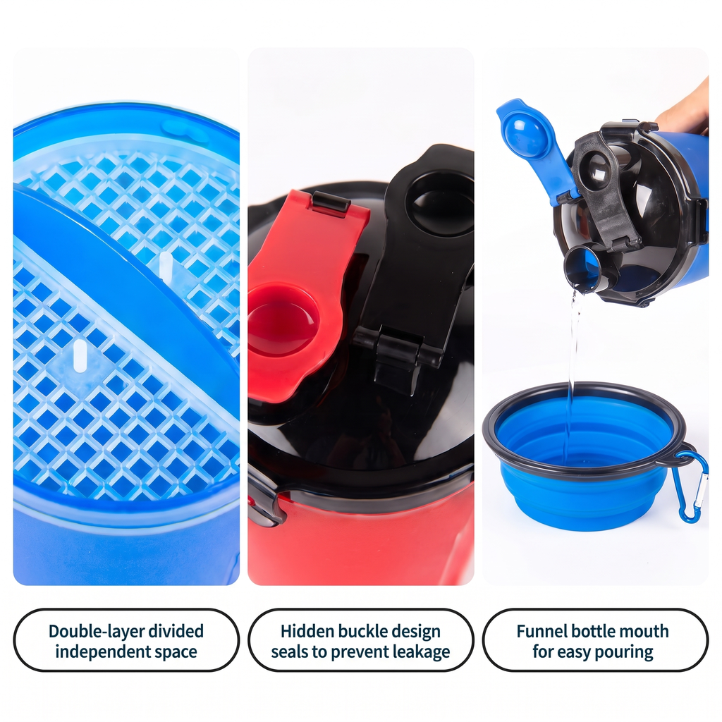 2-in-1 Travel Water & Food Cup — with Fold-Out Bowl
