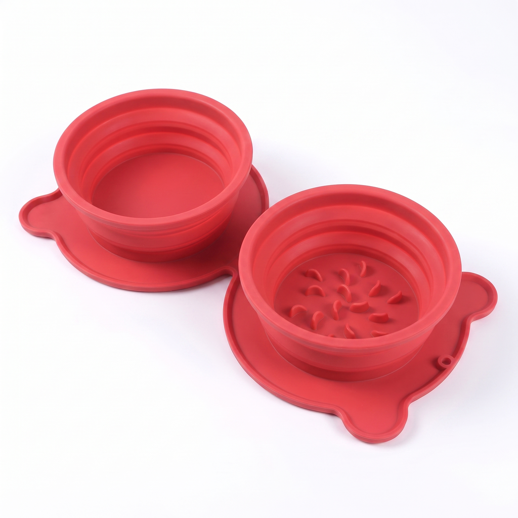 Collapsible Travel Bowl Set — Foldable Double Feeder