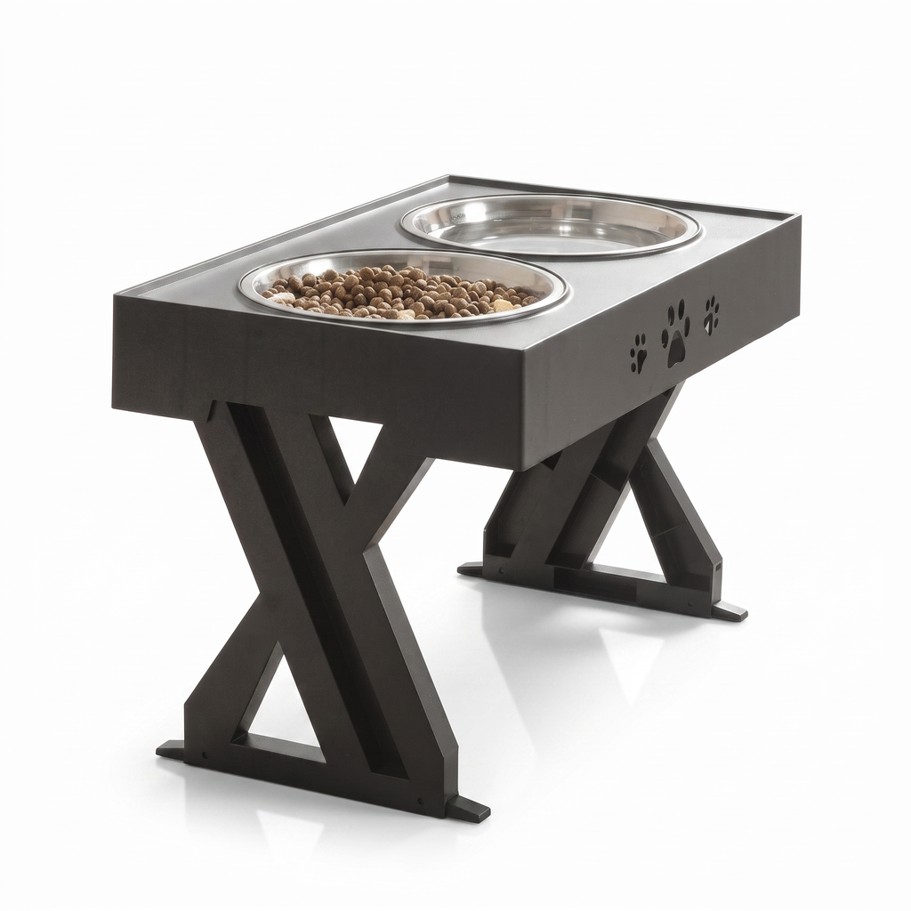 Adjustable Folding Pet Feeder — Elevated Double Bowl Stand