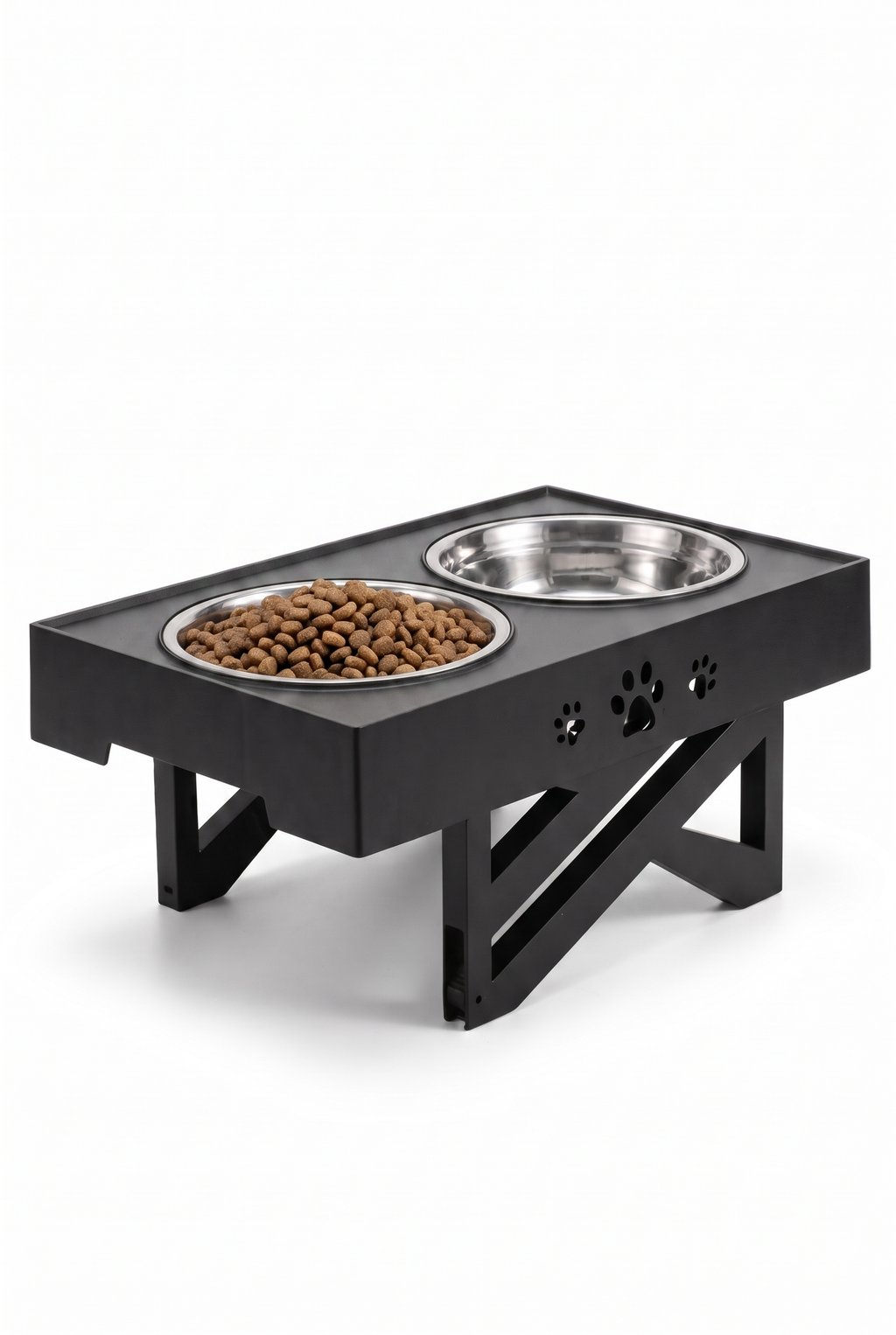 Adjustable Folding Pet Feeder — Elevated Double Bowl Stand