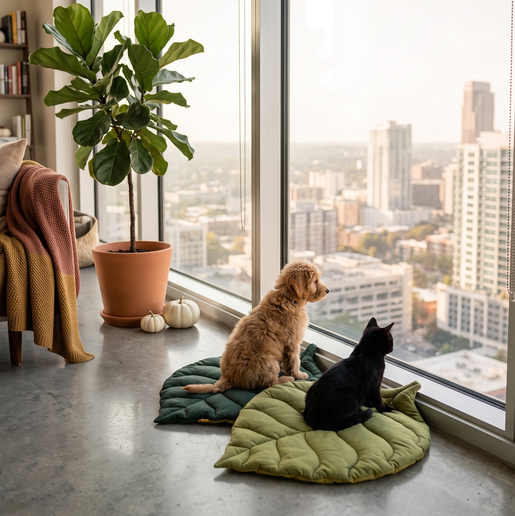 Leaf-Shape Pet Mat — Quilted Comfort Pad